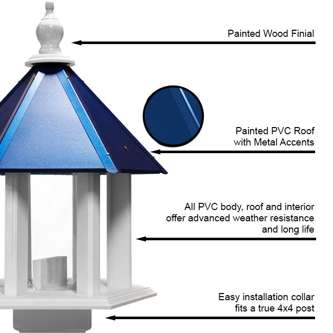 Azalea Bird Feeder with Cobalt Blue Roof