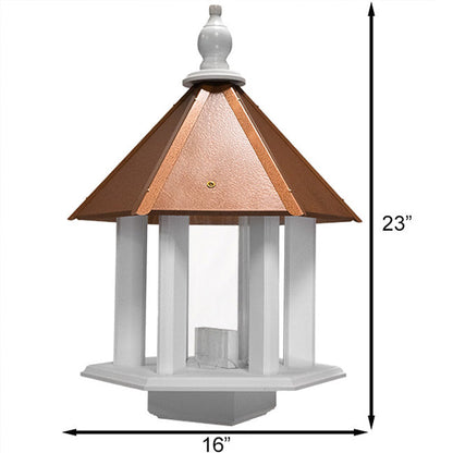 Azalea Bird Feeder with Hammered Copper Colored Metal Roof