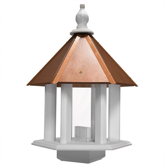 Azalea Bird Feeder with Hammered Copper Colored Metal Roof