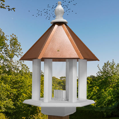 Azalea Bird Feeder with Hammered Copper Colored Metal Roof