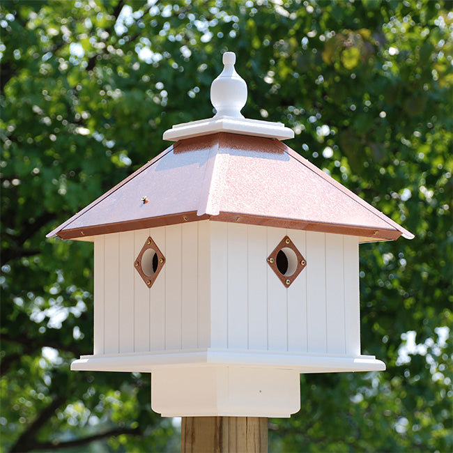 Carriage Bird House with Hammered Copper Colored Metal Roof