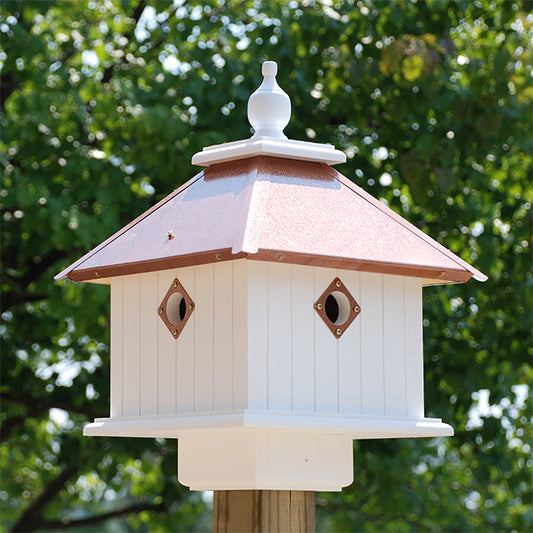 Carriage Bird House with Hammered Copper Colored Metal Roof - BIRDLOVER