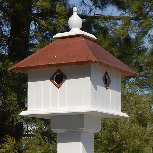 Carriage Bird House with Hammered Copper Colored Metal Roof