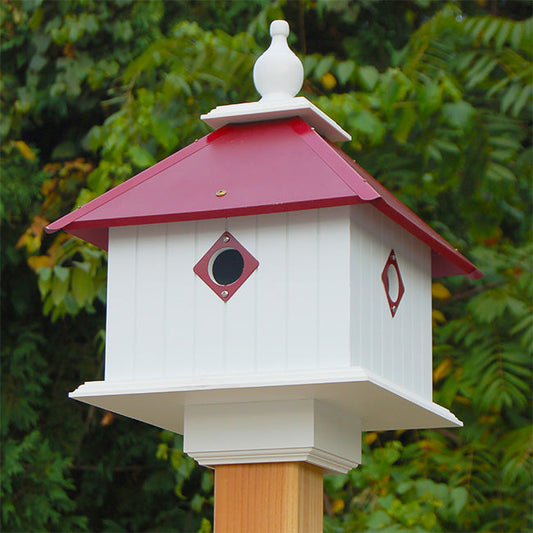 Carriage Bird House with Merlot Red Roof - BIRDLOVER