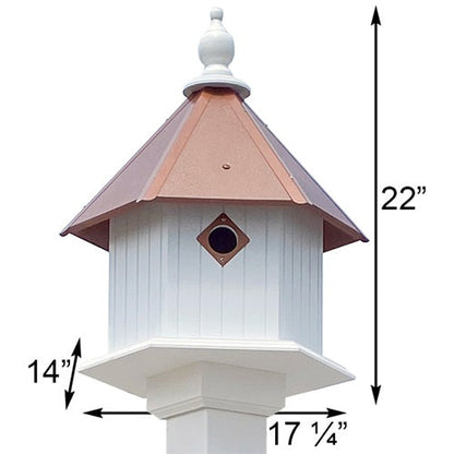 Gardenia Bird House with Hammered Copper Colored Metal Roof