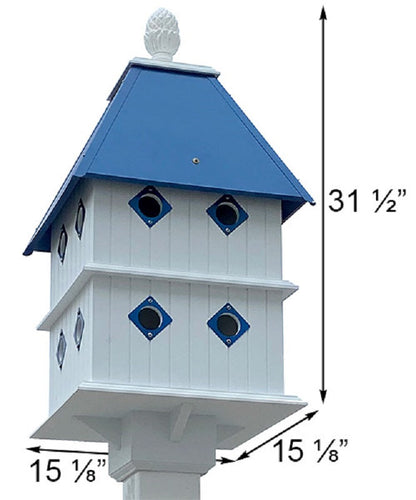 Manor Bird House with Cobalt Blue Roof