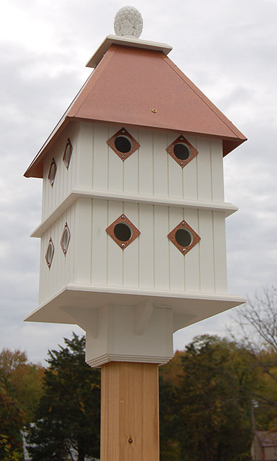 Manor Bird House with Hammered Copper Colored Roof