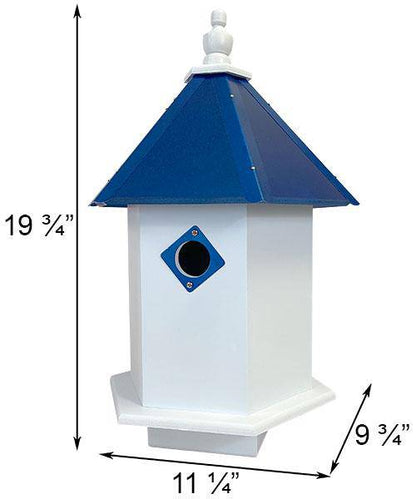 Sycamore Bird House with Cobalt Blue Roof