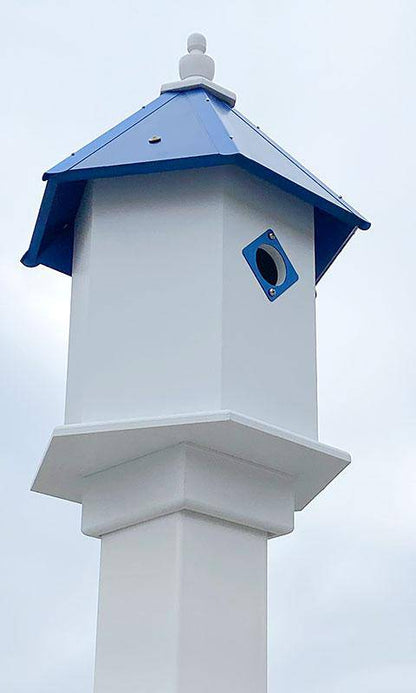 Sycamore Bird House with Cobalt Blue Roof