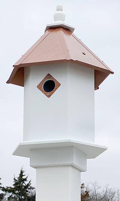 Sycamore Bird House with Hammered Copper Colored Roof