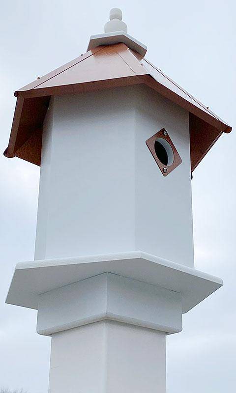 Sycamore Bird House with Hammered Copper Colored Roof