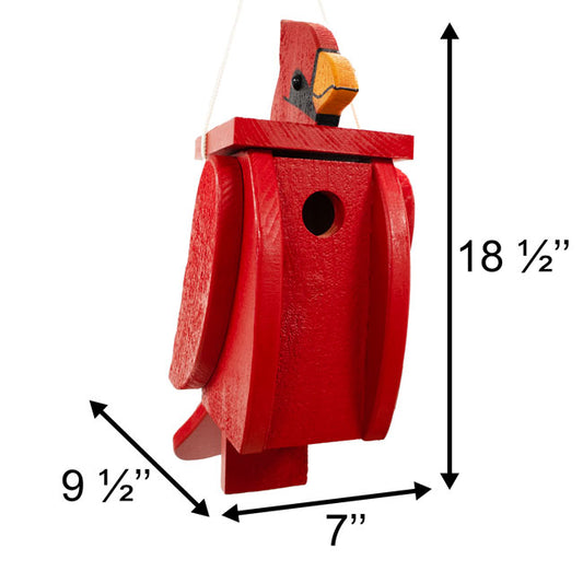 Amish Crafted Cardinal Shaped Novelty Bird House - BIRDLOVER