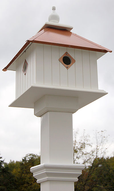 Carriage Bird House and Decorative Mounting Post