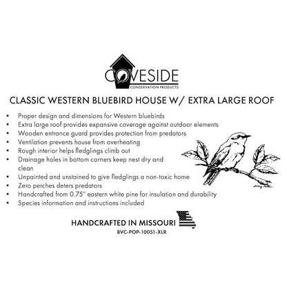 Classic Western Bluebird House w/ Extra Large Roof