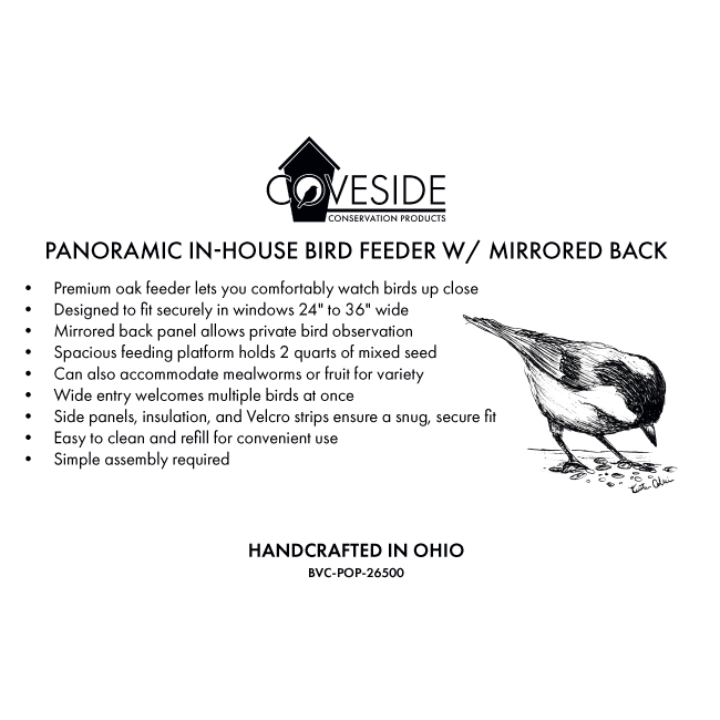 Panoramic In-House Bird Feeder with Mirrored Back