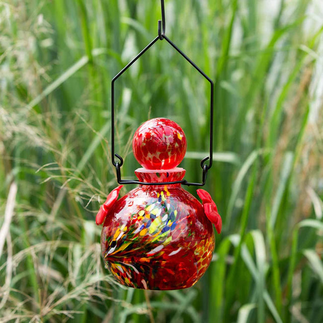 Solar LunaLite Globe Hummingbird Feeder, Red, 16oz.