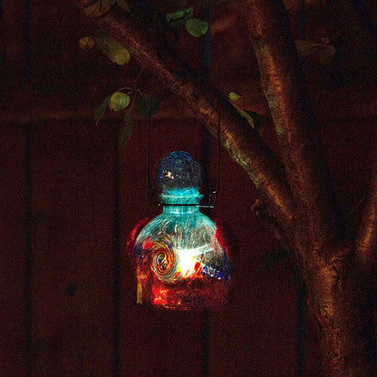 Solar LunaLite Bell Hummingbird Feeder, Aqua/Red