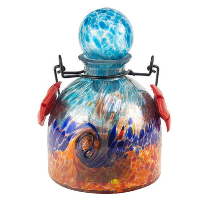 Solar LunaLite Bell Hummingbird Feeder, Aqua/Red