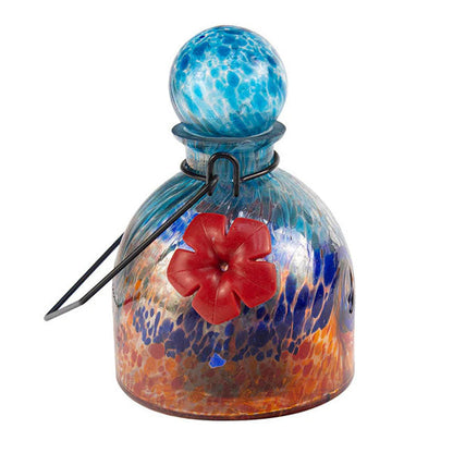 Solar LunaLite Bell Hummingbird Feeder, Aqua/Red
