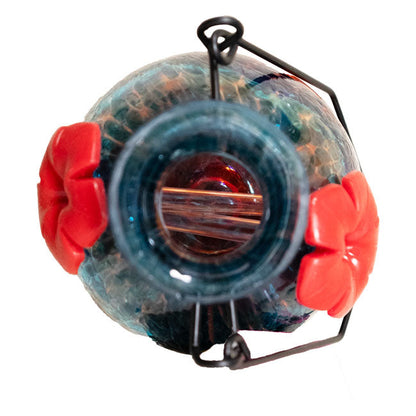 Solar LunaLite Bell Hummingbird Feeder, Aqua/Red