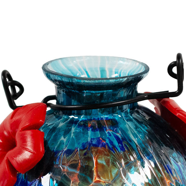 Solar LunaLite Bell Hummingbird Feeder, Aqua/Red