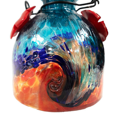 Solar LunaLite Bell Hummingbird Feeder, Aqua/Red