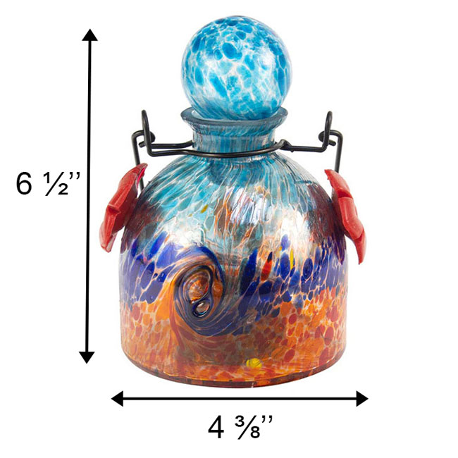 Solar LunaLite Bell Hummingbird Feeder, Aqua/Red