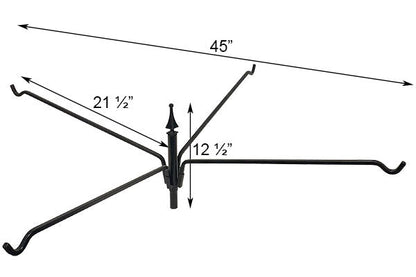 Four Arm Extended Reach Hanger, Black, 45"