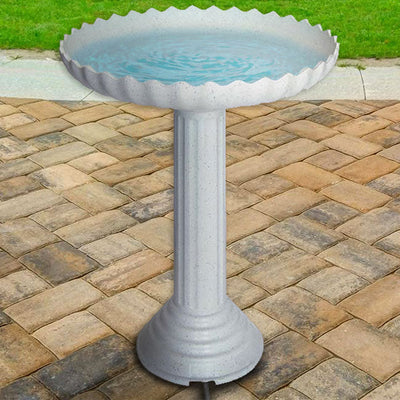 Farm Innovators Scalloped Heated Bird Bath and Pedestal - BIRDLOVER