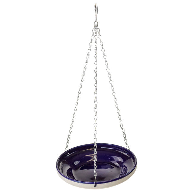 Glazed Bird Bath, Blue