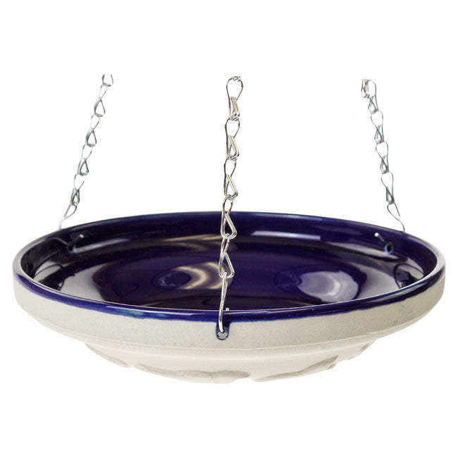 Glazed Bird Bath, Blue