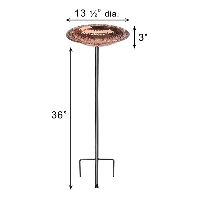 Copper Bird Bath with Garden Pole