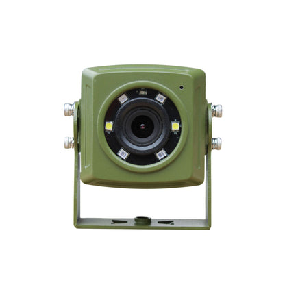 Green security camera on a white background