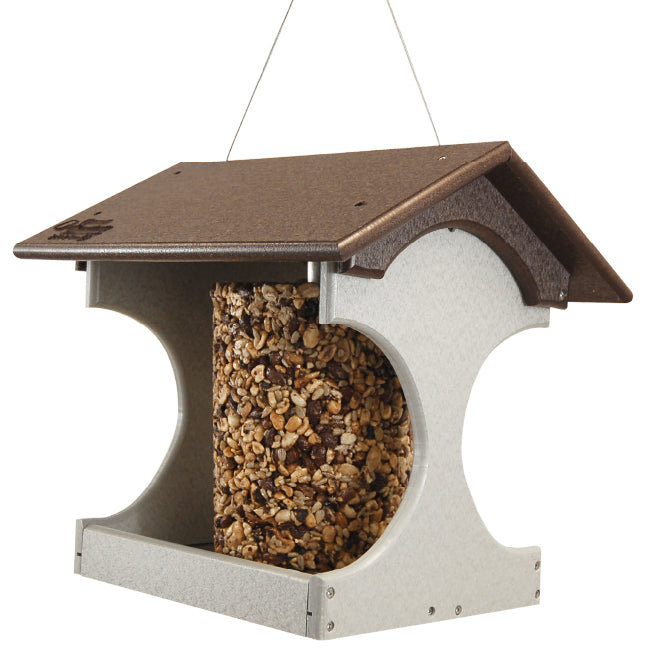 Recycled Plastic Suet Log Feeder, Brown & Gray