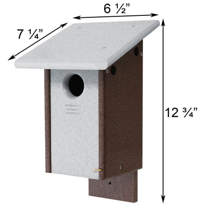 Recycled Plastic Bluebird House, Gray and Brown