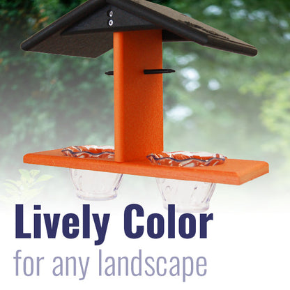 Recycled Plastic Double Oriole Feeder, Black/Orange