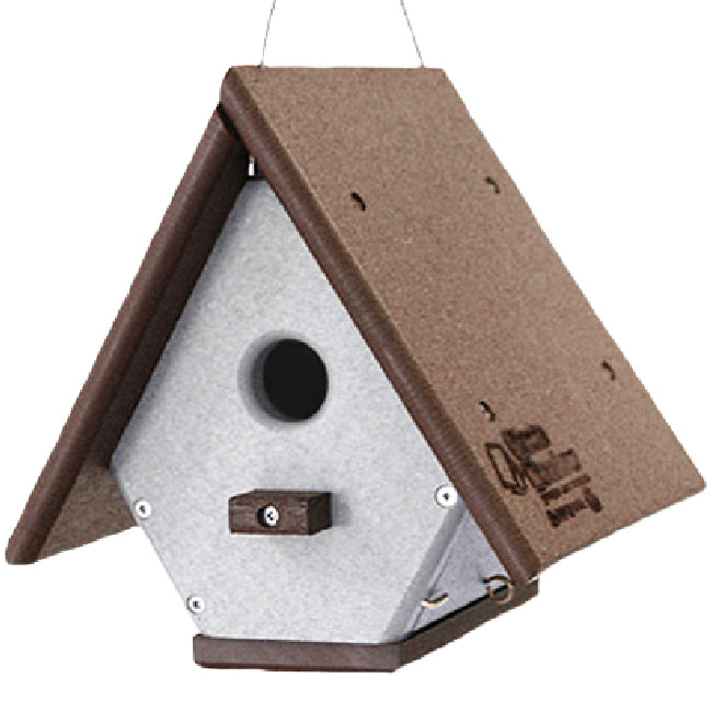 Recycled Plastic Hanging Wren House, Brown & Gray