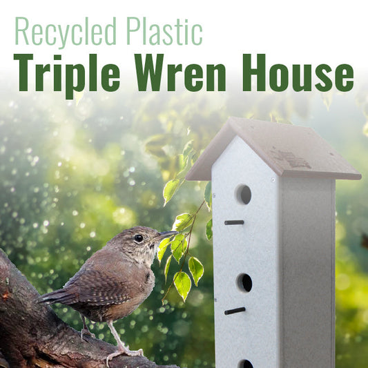 Recycled Plastic Triple Wren House, Vertical - BIRDLOVER