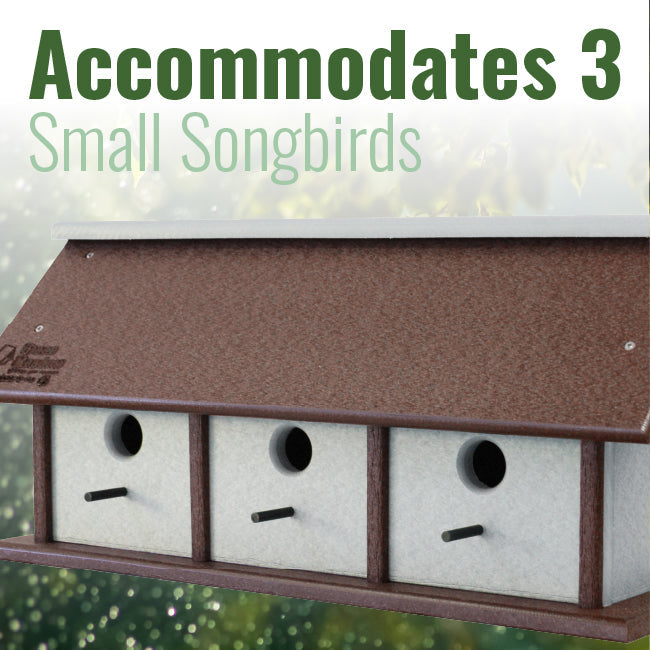 Recycled Plastic Triple Wren House, Horizontal
