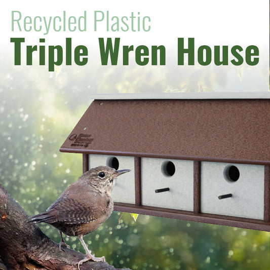 Recycled Plastic Triple Wren House, Horizontal - BIRDLOVER