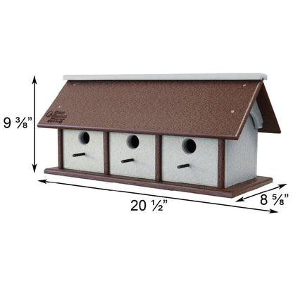 Recycled Plastic Triple Wren House, Horizontal