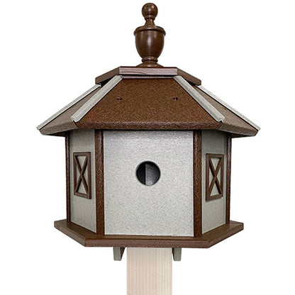 Recycled Plastic Gazebo Bird House, Brown & Gray