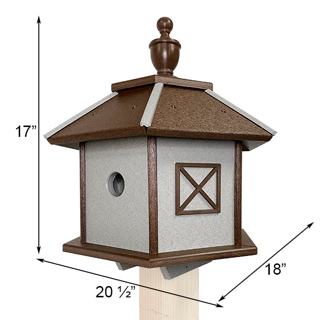 Recycled Plastic Gazebo Bird House, Brown & Gray