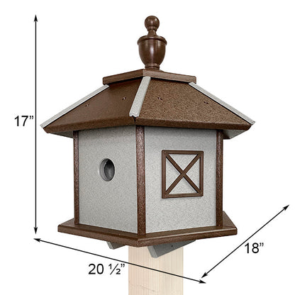 Recycled Plastic Gazebo Bird House, Brown & Gray