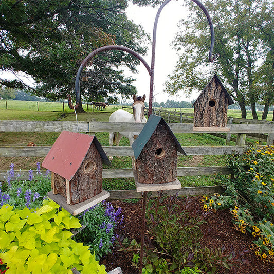 Summer Camp Bark Cabin Bird Houses, Set of 3 - BIRDLOVER