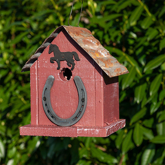 Huntington Horseshoe Bird House, Red - BIRDLOVER