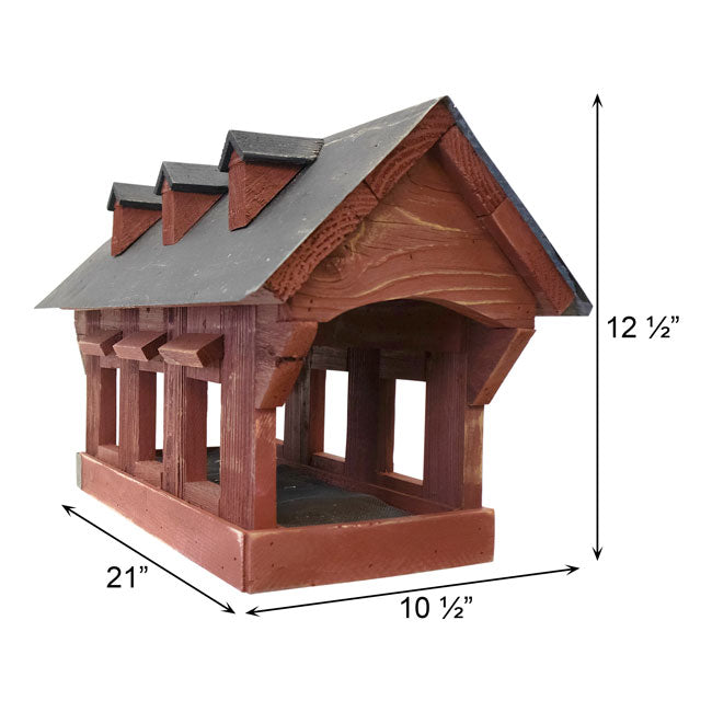 Bird In Hand Amish Willow Hill Covered Bridge Feeder, Red