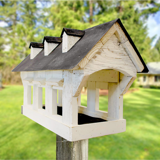 Bird In Hand Amish Willow Hill Covered Bridge Feeder, White