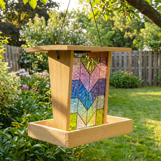 Wild Bird Lover's Cedar Hopper Feeder with Solar Light - BIRDLOVER