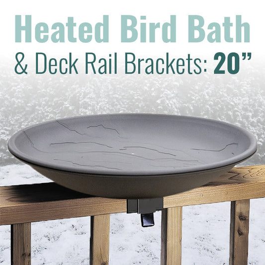 Wild Bird Lover's Heated Bird Bath with Deck Rail Brackets - BIRDLOVER